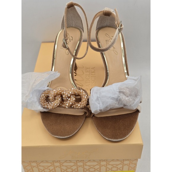NIB Jewel Badgley Mischka Womens Tailani Open-toe Stiletto Heels - Sand - Size 6 - Picture 3 of 12